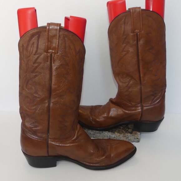 Men\'s Dan Post brown leather pull on classic western cowboy boots sz 10.5 EW main image 6